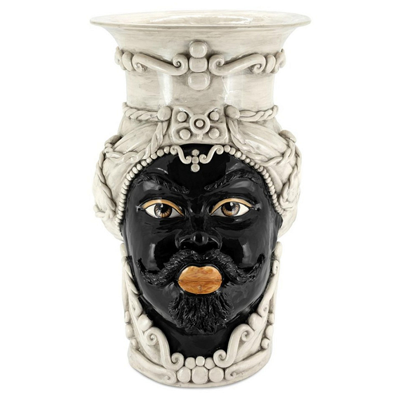 Ваза Vase Moro Man Giant White Черный Бежевый Ваза Vase Moro Man Giant White Черный Бежевый в Воронеже | Loft Concept