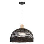 Подвесной светильник с округлым абажуром из черного ротанга Wicker Furniture варинант исполнения - 1 | Loft Concept в Воронеже
