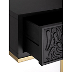 Приставной столик с резным узором на выдвижном ящике Black Table Carved Pattern варинант исполнения - 3 | Loft Concept в Воронеже