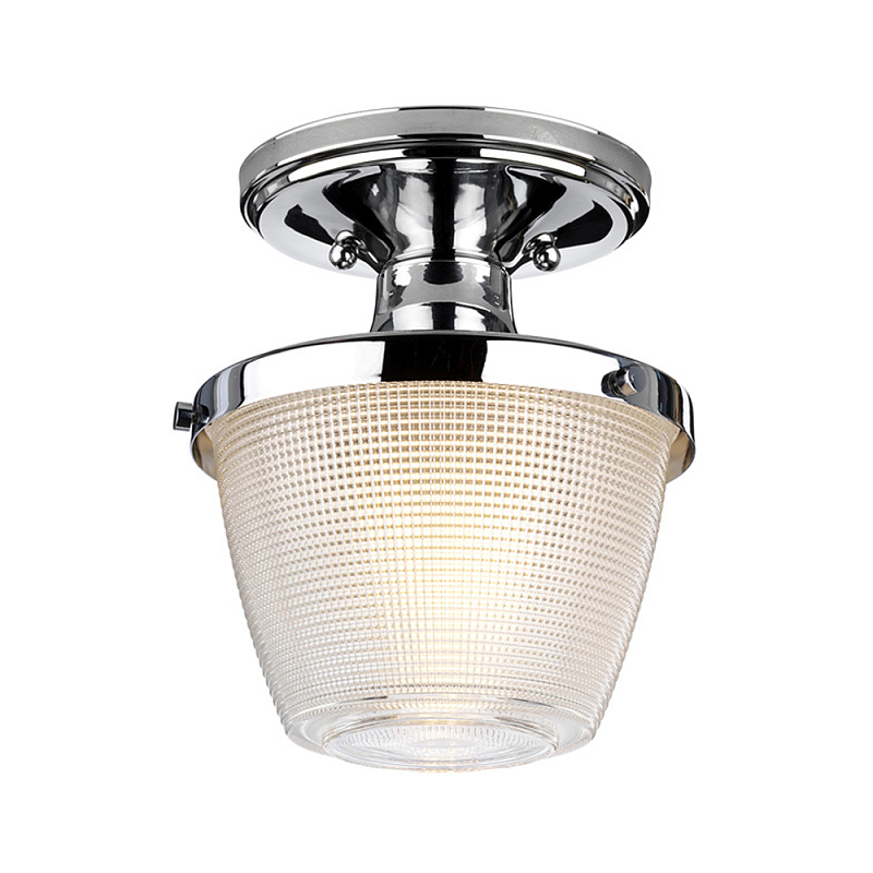 Потолочный светильник для ванных комнат с плафоном из прессованного фактурного стекла Quoizel Латунь Прозрачное Стекло Хром в Воронеже | Loft Concept 