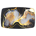 Обеденный стол с прямоугольной черно-золотой столешницей из стекла на 4-х металлических ножках Gold and Black Marble варинант исполнения - 2 | Loft Concept в Воронеже