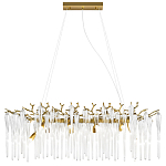 Люстра подвесная прямоугольная с бронзовыми акцентами и прозрачными стеклянными каплями Droplet Chandelier варинант исполнения - 1 | Loft Concept в Воронеже