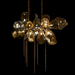 Люстра подвесная с 18-ю стеклянными плафонами с вертикальными подвесками Gilded Mirage  варинант исполнения - 4 | Loft Concept в Воронеже