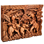 Панно из дерева пять слонов Panel With Animals варинант исполнения - 2 | Loft Concept в Воронеже