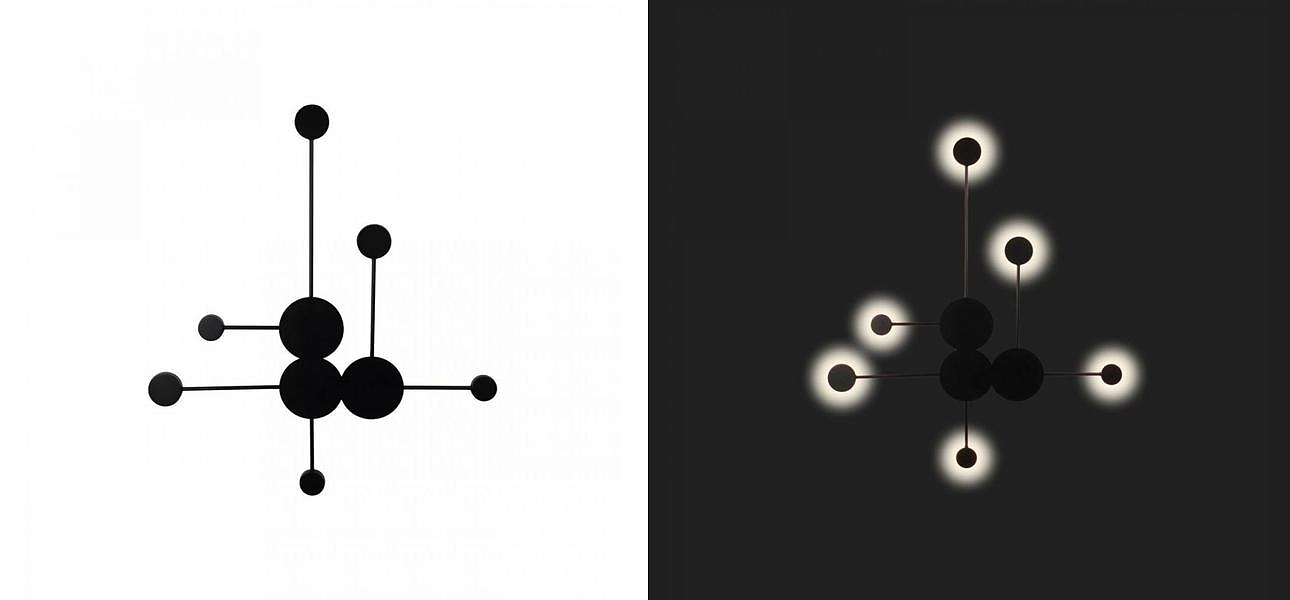 Бра Лофт Vibia Pin Wall Light 6 плафонов Черный цвет Бра Лофт Vibia Pin Wall Light 6 плафонов Черный цвет - Loft-Concept в Воронеже