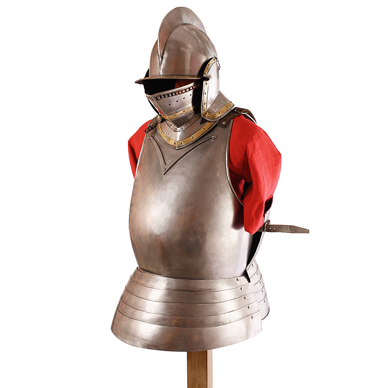 Декоративные доспехи Armor Cabinet de Curiosites Серебряный Латунь Красный Древесина в Воронеже | Loft Concept 