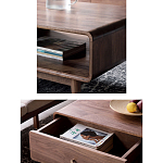 Кофейный стол из дерева с ящиком и нишей для хранения Coffee Walnut Table варинант исполнения - 4 | Loft Concept в Воронеже