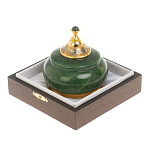 Икорница с крышкой с гравировкой из натурального камня Нефрит Decorative Cavair Dishes варинант исполнения - 3 | Loft Concept в Воронеже