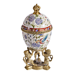 Шкатулка в форме яйца на величественных львах из фарфора с бронзовыми элементами Eden Garden варинант исполнения - 4 | Loft Concept в Воронеже