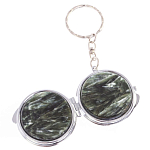 Зеркало брелок карманное двухстороннее из натурального камня Серафинит Stone Mirrors варинант исполнения - 6 | Loft Concept в Воронеже