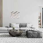 Люстра с 7-ю прозрачными плафонами из стекла в форме капли на круглом потолочном основании цвета хром Lucid Rain  варинант исполнения - 11 | Loft Concept в Воронеже