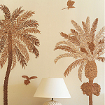 Обои с вышивкой ручной работы Deco Palms Raffia on linen варинант исполнения - 1 | Loft Concept в Воронеже