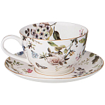 Чайный сервиз из фарфора белый с рисунком цветов на 6 персон 14 предметов Garden Whisper Porcelain Set  варинант исполнения - 1 | Loft Concept в Воронеже