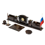 Настольный письменный набор с часами из природного камня обсидиана  Gift for Manager варинант исполнения - 2 | Loft Concept в Воронеже