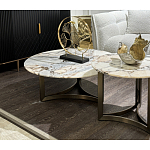 Столик журнальный с круглой мраморной столешницей Unique Stone Design варинант исполнения - 8 | Loft Concept в Воронеже