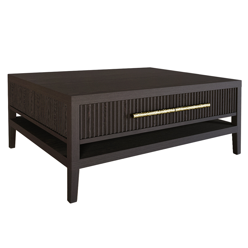 Кофейный стол Primo с двумя ящиками Темный орех Орех Золотой в Воронеже | Loft Concept 