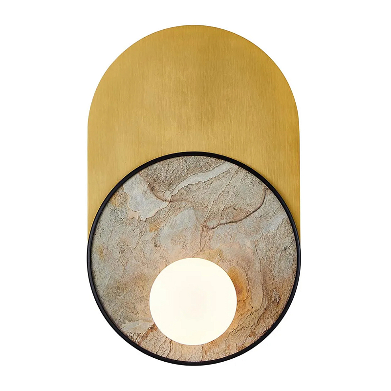 Бра с каменным диском в металлической раме Sandstone Painting Белый Латунь в Воронеже | Loft Concept 