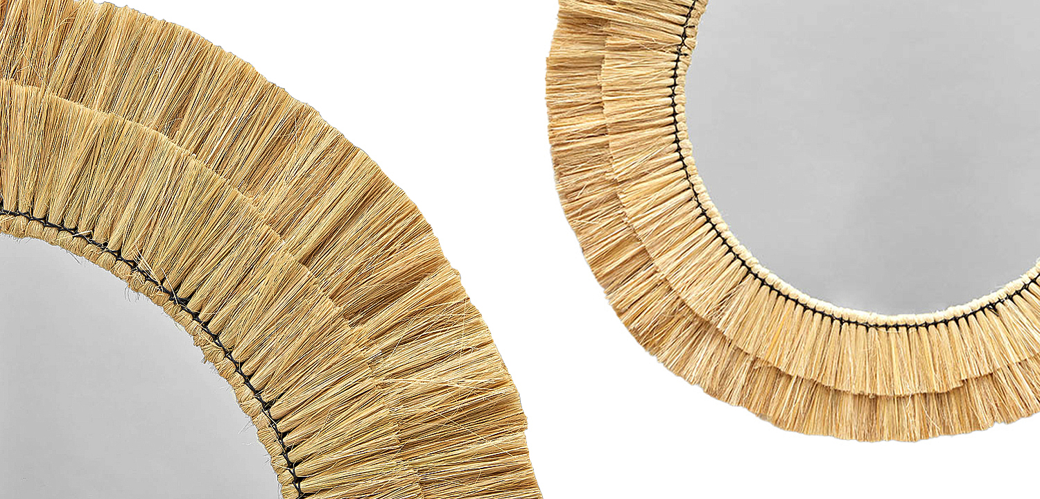 Круглое зеркало с плетеной рамой Jyoti Wicker Mirror Круглое зеркало с плетеной рамой Jyoti Wicker Mirror - Loft-Concept в Воронеже