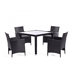 Обеденный комплект из искуственного ротанга Vintara черный варинант исполнения - 1 | Loft Concept в Воронеже