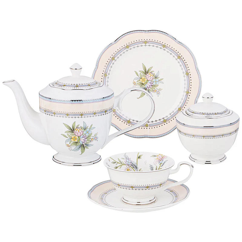 Чайный сервиз из фарфора на 6 персон 20 предметов Tea Flower Set Мульти в Воронеже | Loft Concept 