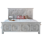 Двуспальная кровать из массива манго с резьбой Olan Grey Mango Bed варинант исполнения - 1 | Loft Concept в Воронеже