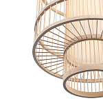 Подвесной светильник из деревянных прутьев с плафоном из натуральной ткани Light Inside the Cell варинант исполнения - 6 | Loft Concept в Воронеже