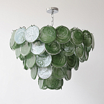 Люстра из зеленых стеклянных дисков с перламутровым эффектом Green Glowing Glaze варинант исполнения - 5 | Loft Concept в Воронеже