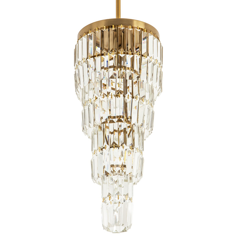Многоярусная люстра с прямоугольными хрустальными подвесками Allard Crystal Chandelier Латунь Прозрачное Стекло Многоярусная люстра с прямоугольными хрустальными подвесками Allard Crystal Chandelier Латунь Прозрачное Стекло в Воронеже | Loft Concept
