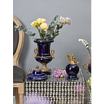 Ваза темно-синего цвета из фарфора с бронзовыми ручками в виде змей Высота 39 см Eden Garden porcelain and bronze варинант исполнения - 3 | Loft Concept в Воронеже