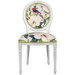 Стул светло-серый из натурального бука с изображением птиц и цветов Blooming Red Birds варинант исполнения - 1 | Loft Concept в Воронеже