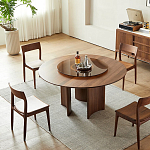 Стол обеденный круглый с двойной столешницей Walnut Wood Table варинант исполнения - 3 | Loft Concept в Воронеже