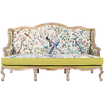 Диван из натурального бука бежевый с изображением птиц и цветов Beige Green Chinoiserie Garden Sofa варинант исполнения - 1 | Loft Concept в Воронеже