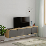 ТВ-тумба подвесная цвета древесины с 4-мя темно-серыми дверцами SPARK TV STAND OAK ANTHRACITE варинант исполнения - 3 | Loft Concept в Воронеже