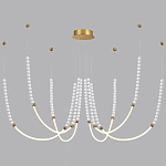 Люстра подвесная с 6-ю изогнутыми плафонами и белыми декоративными шариками PEARLS Suspension варинант исполнения - 3 | Loft Concept в Воронеже