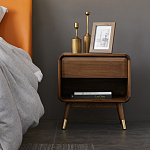 Прикроватная деревянная тумба с ящиком и нишей для хранения Moon Walnut Furniture варинант исполнения - 1 | Loft Concept в Воронеже