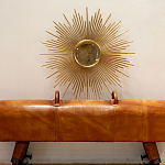 Зеркало-солнце круглое в раме из металла с золотыми с лучами Rays of Peace варинант исполнения - 2 | Loft Concept в Воронеже