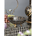 Блюдо черного цвета из фрафора на бронзовых ножках Eden Garden porcelain and bronze варинант исполнения - 3 | Loft Concept в Воронеже