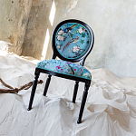 Стул из массива бука бирюзовый с изображением птиц и цветов Turquoise Chinoiserie Birds Garden Chair варинант исполнения - 6 | Loft Concept в Воронеже