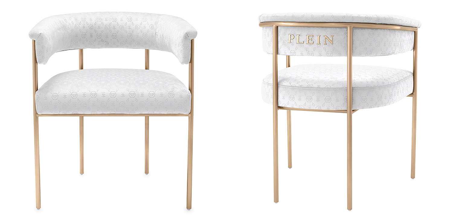 Стул Philipp Plein Dining Chair Monogram White Стул Philipp Plein Dining Chair Monogram White - Loft-Concept в Воронеже
