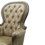 Кресло кожаное с мягкими подлокотниками на 4-х деревянных ножках Evelyn Classical Armchair варинант исполнения - 5 | Loft Concept в Воронеже