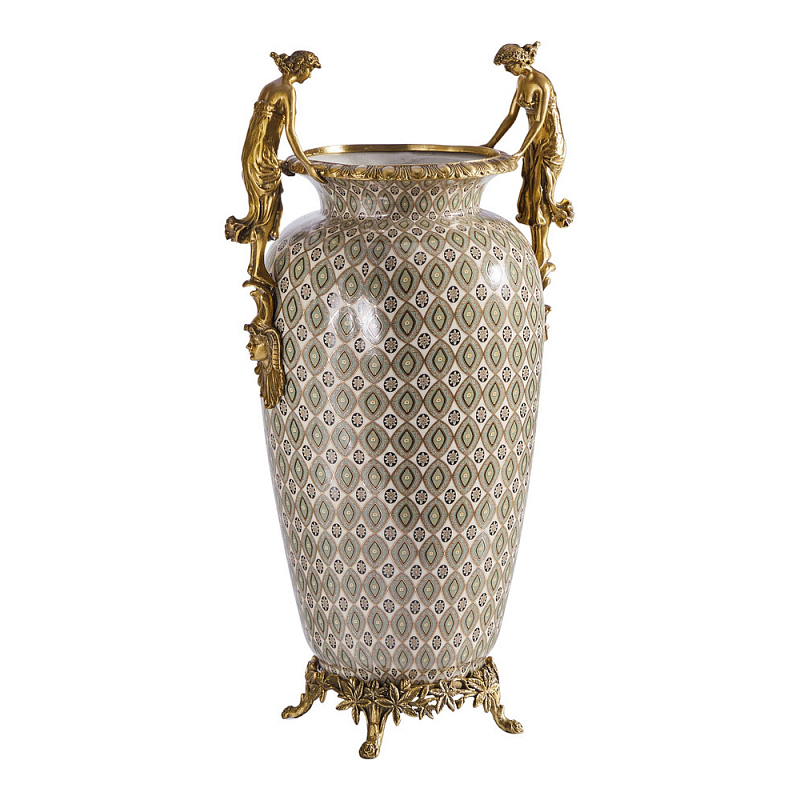 Ваза из фарфора декорированная ручками в виде девушек Paradise Maiden Бронза Мульти в Воронеже | Loft Concept 