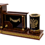 Настольный письменный набор с часами из природного камня обсидиана Royal Set варинант исполнения - 3 | Loft Concept в Воронеже