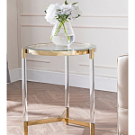 Золотой приставной столик с круглой стеклянной столешницей Weightless Table варинант исполнения - 8 | Loft Concept в Воронеже