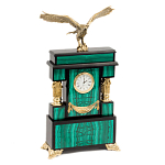Часы настольные из натурального камня Малахит с декором в виде орла Eagle Stone Clock варинант исполнения - 2 | Loft Concept в Воронеже
