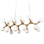 Линейная люстра с плафонами из стеклянных шаров Pearls Suspension Linear Gold Chandelier варинант исполнения - 1 | Loft Concept в Воронеже