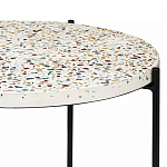 Кофейный столик с круглой разноцветной столешницей на 4-х черных ножках Multicolored Stone Composite варинант исполнения - 2 | Loft Concept в Воронеже