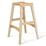 Барный стул со спинкой и подлокотниками на 4-х деревянных ножках Бежевый Велюр Ava Charm варинант исполнения - 3 | Loft Concept в Воронеже