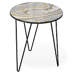 Стол журнальный c круглой столешницей из стекла серого цвета Gray and Gold Marble варинант исполнения - 1 | Loft Concept в Воронеже
