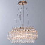 Люстра подвесная многослойная с прозрачными хрустальными трубками и золотистым каркасом Hexagon Tube Light варинант исполнения - 2 | Loft Concept в Воронеже