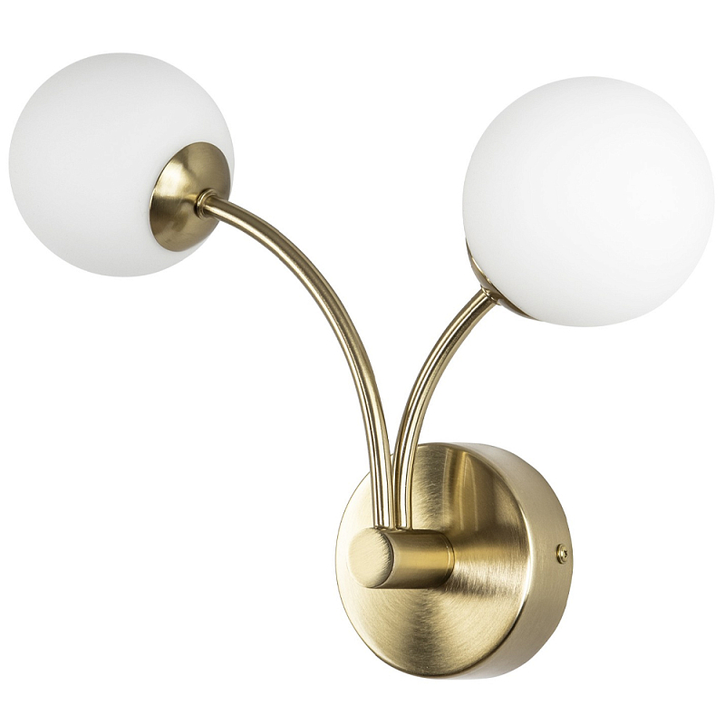 Бра с 2-мя круглыми плафонами из матового стекла Pearl Suspension Light Wall Lamp Белое матовое стекло Латунь Бра с 2-мя круглыми плафонами из матового стекла Pearl Suspension Light Wall Lamp Белое матовое стекло Латунь в Воронеже | Loft Concept